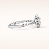 1.03 CT Round Shaped Halo & Pave Moissanite Engagement Ring