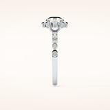 1.03 CT Round Shaped Halo & Pave Moissanite Engagement Ring