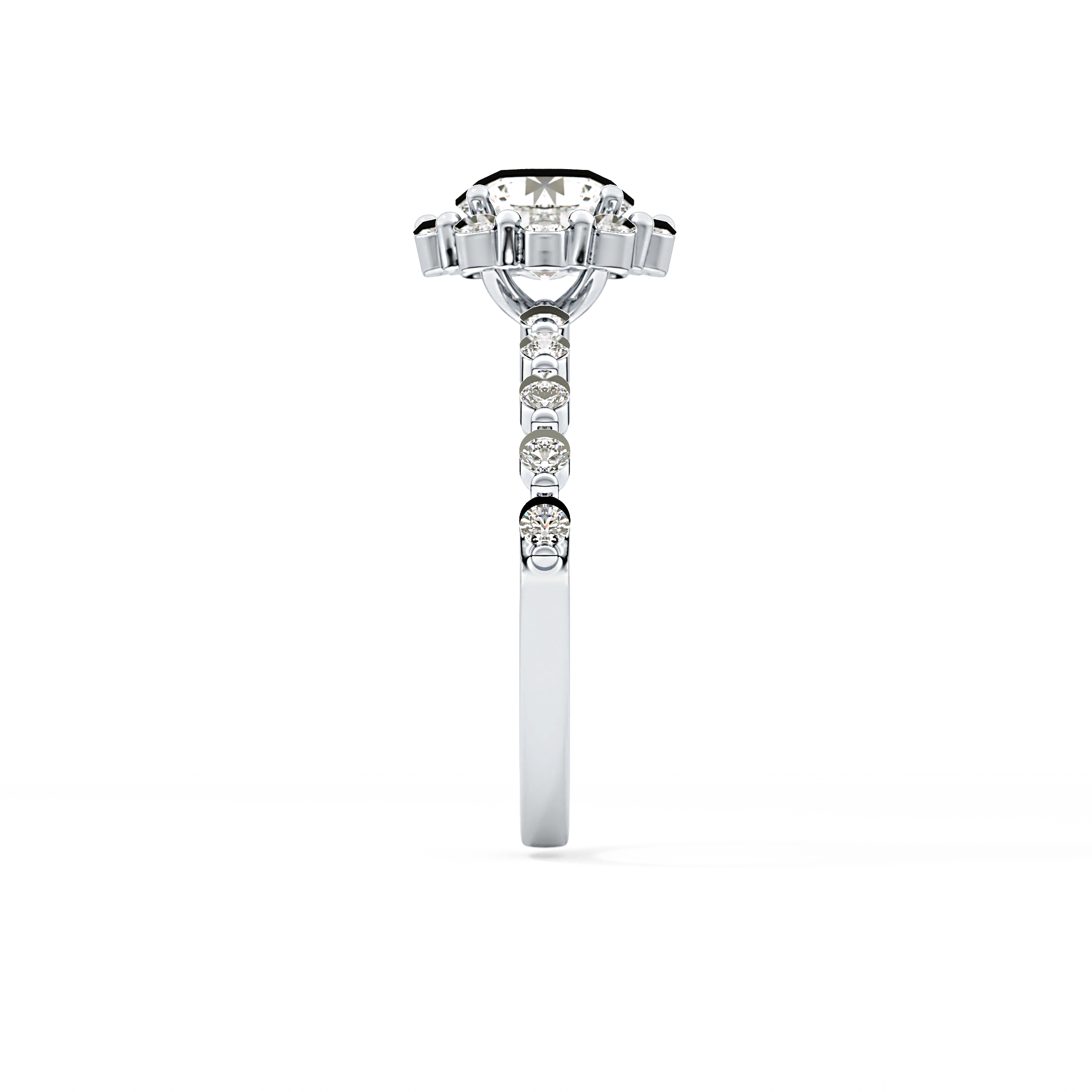Round Halo & Pave Lab Grown Diamond Engagement Ring