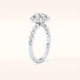 1.03 CT Round Shaped Halo & Pave Moissanite Engagement Ring