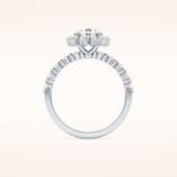 1.03 CT Round Shaped Halo & Pave Moissanite Engagement Ring