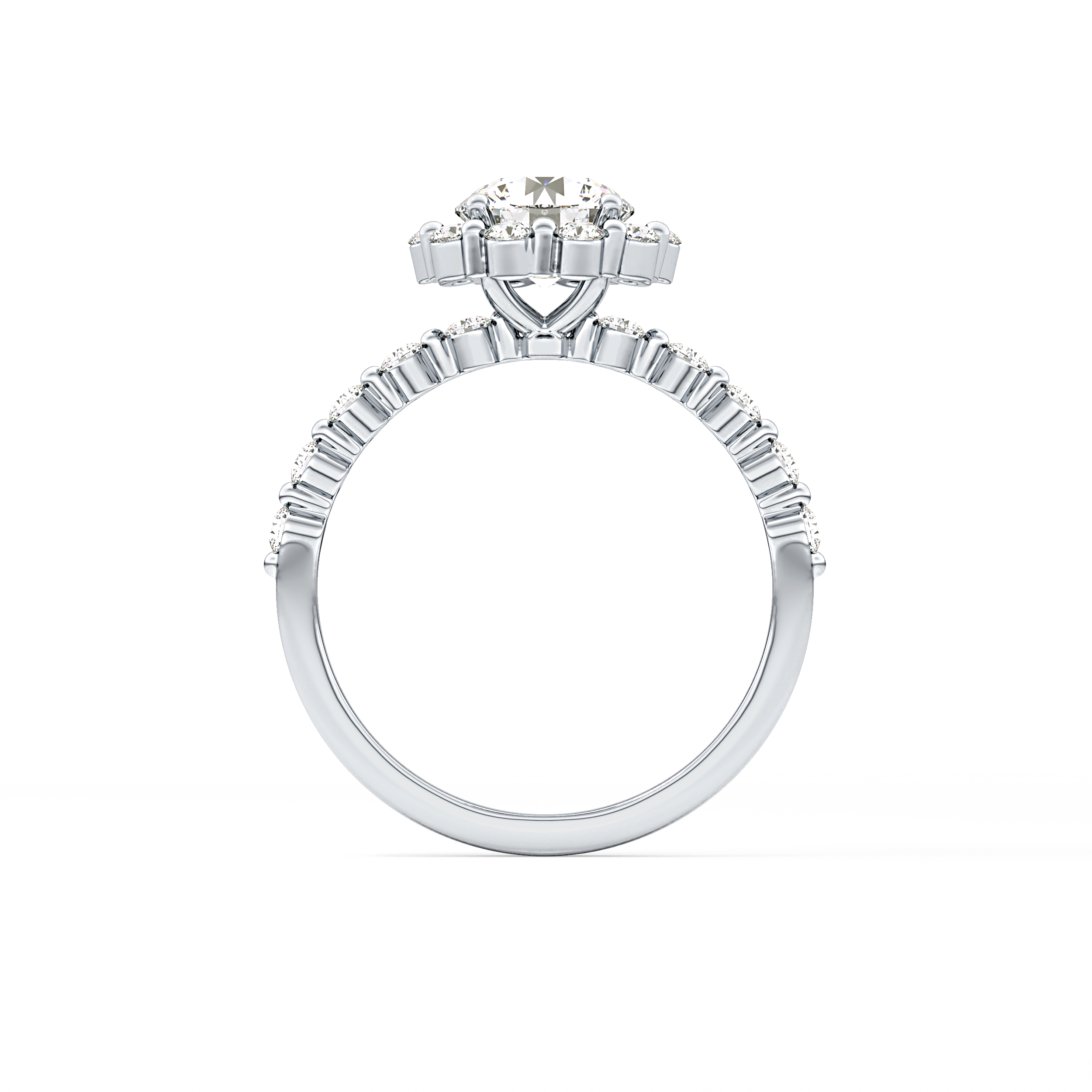 Round Halo & Pave Lab Grown Diamond Engagement Ring
