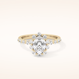 0.83 CT Oval Shaped Halo & Pave Moissanite Engagement Ring