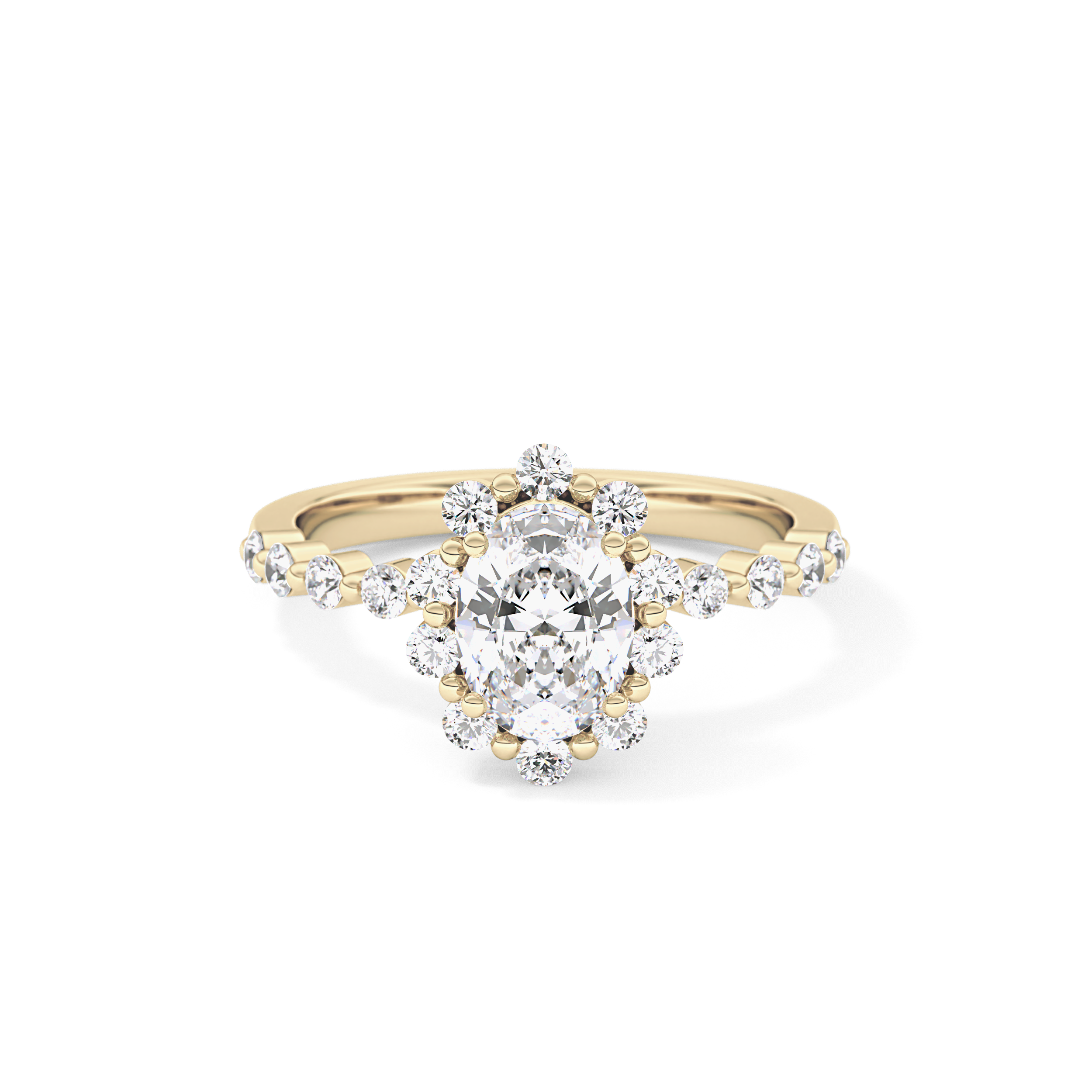 Oval Halo & Pave Lab Grown Diamond Engagement Ring