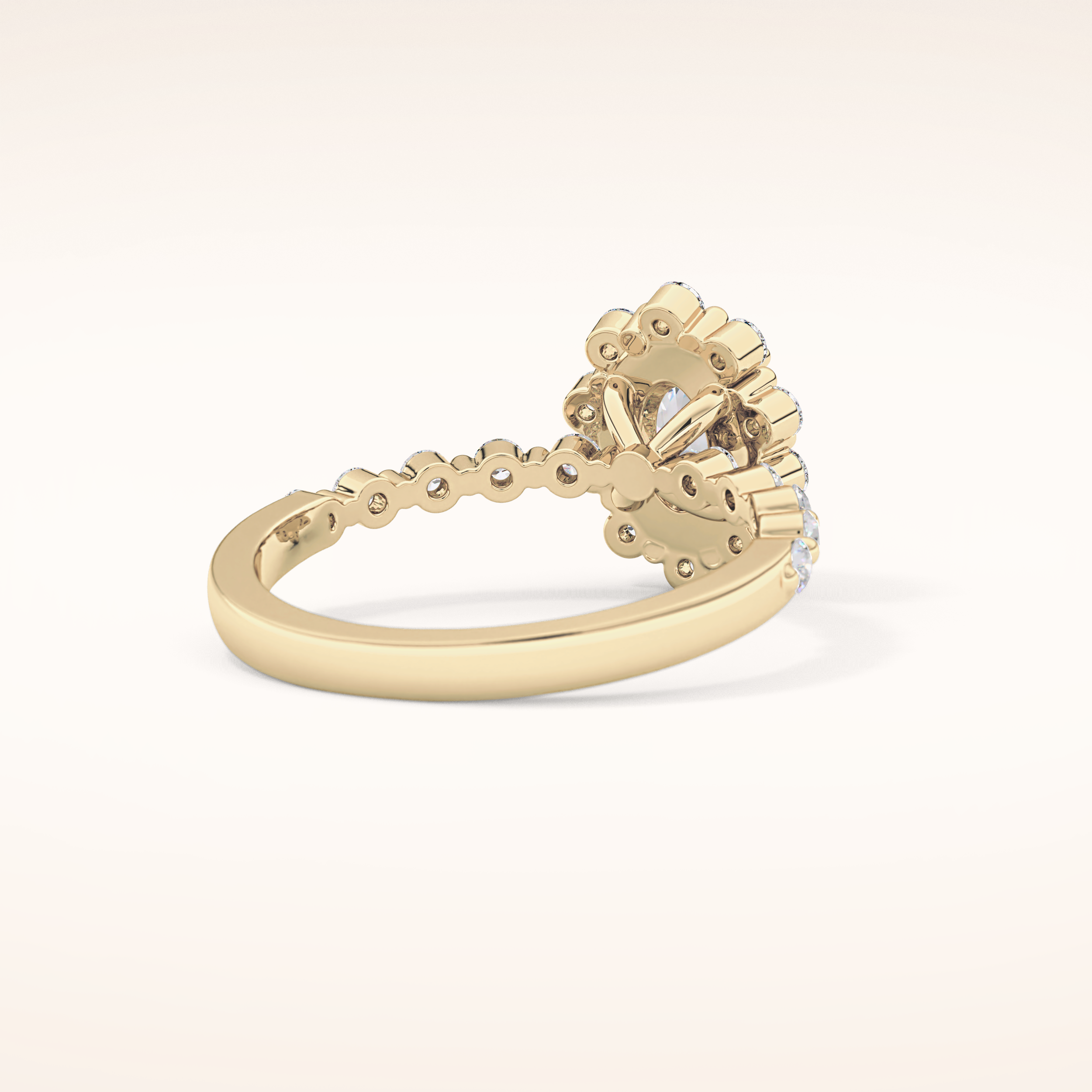 0.83 CT Oval Shaped Halo & Pave Moissanite Engagement Ring