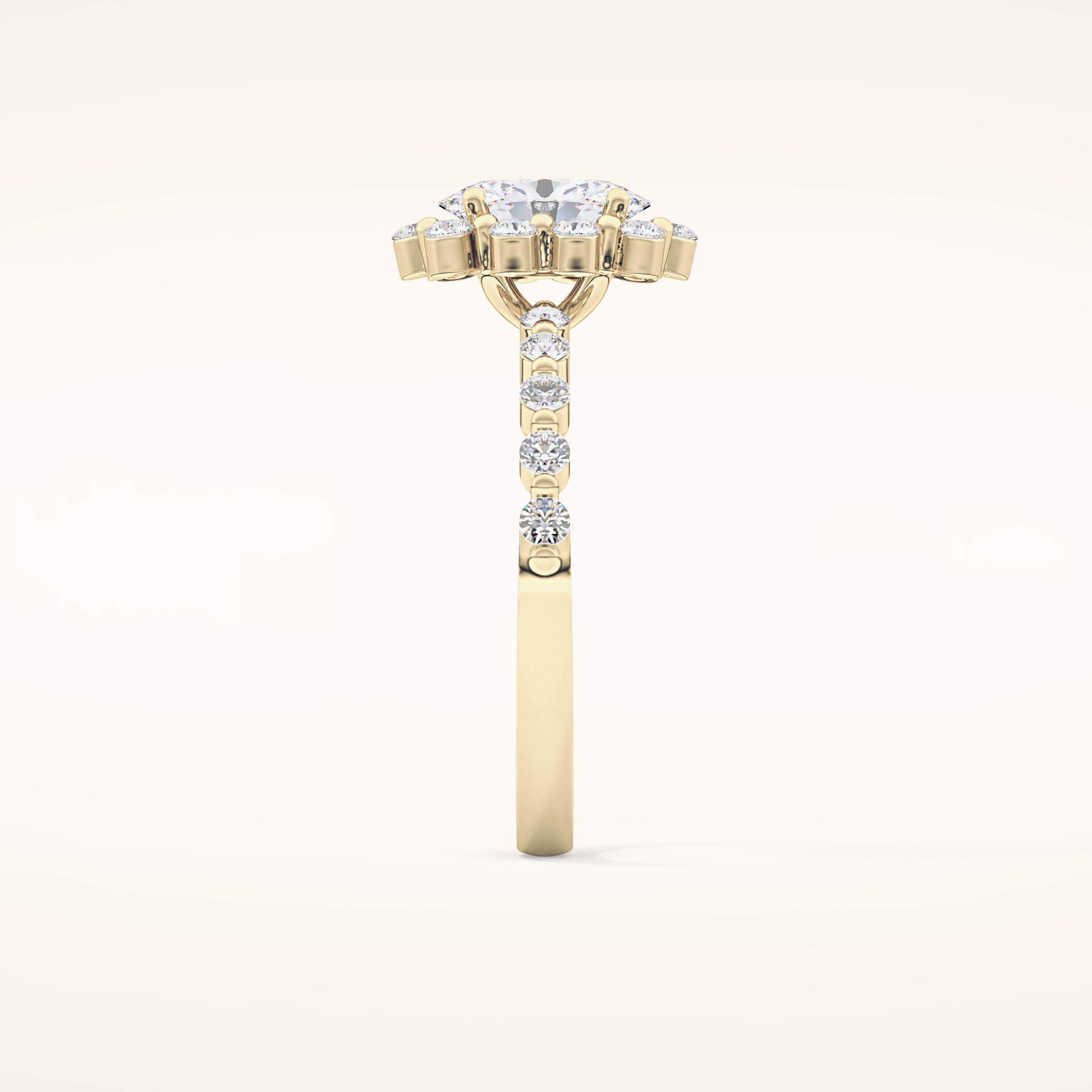 0.83 CT Oval Shaped Halo & Pave Moissanite Engagement Ring