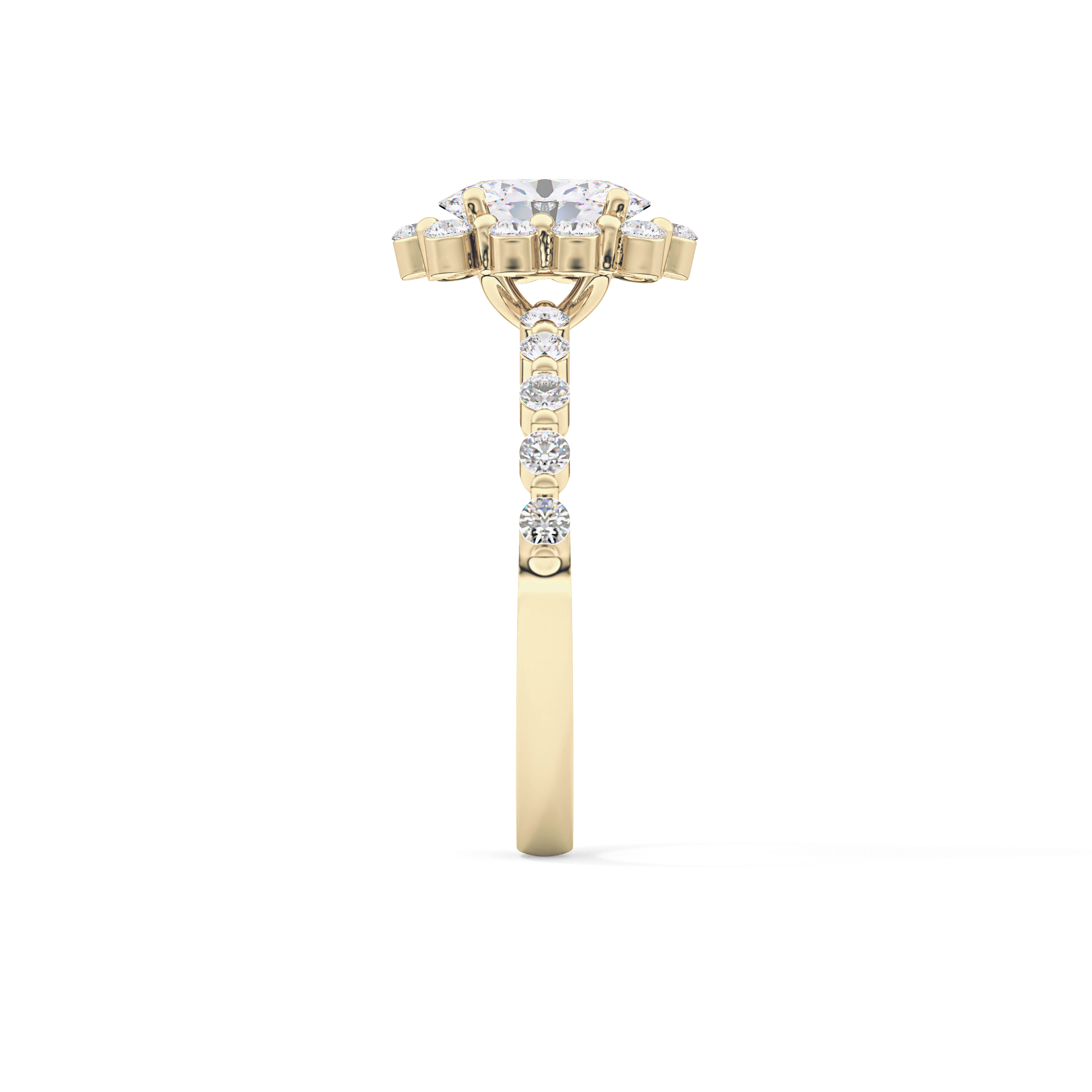 Oval Halo & Pave Lab Grown Diamond Engagement Ring
