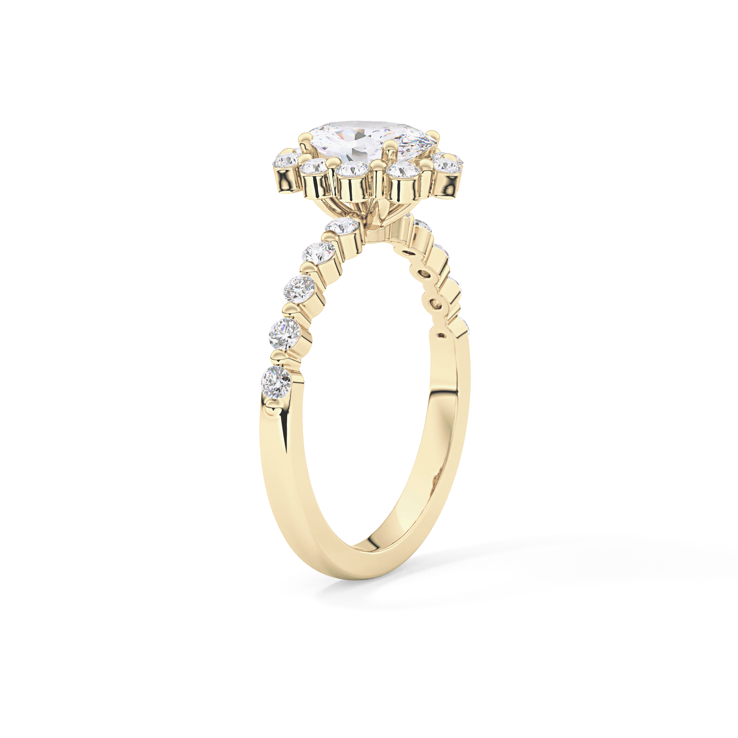 Oval Halo & Pave Lab Grown Diamond Engagement Ring