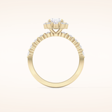 0.83 CT Oval Shaped Halo & Pave Moissanite Engagement Ring