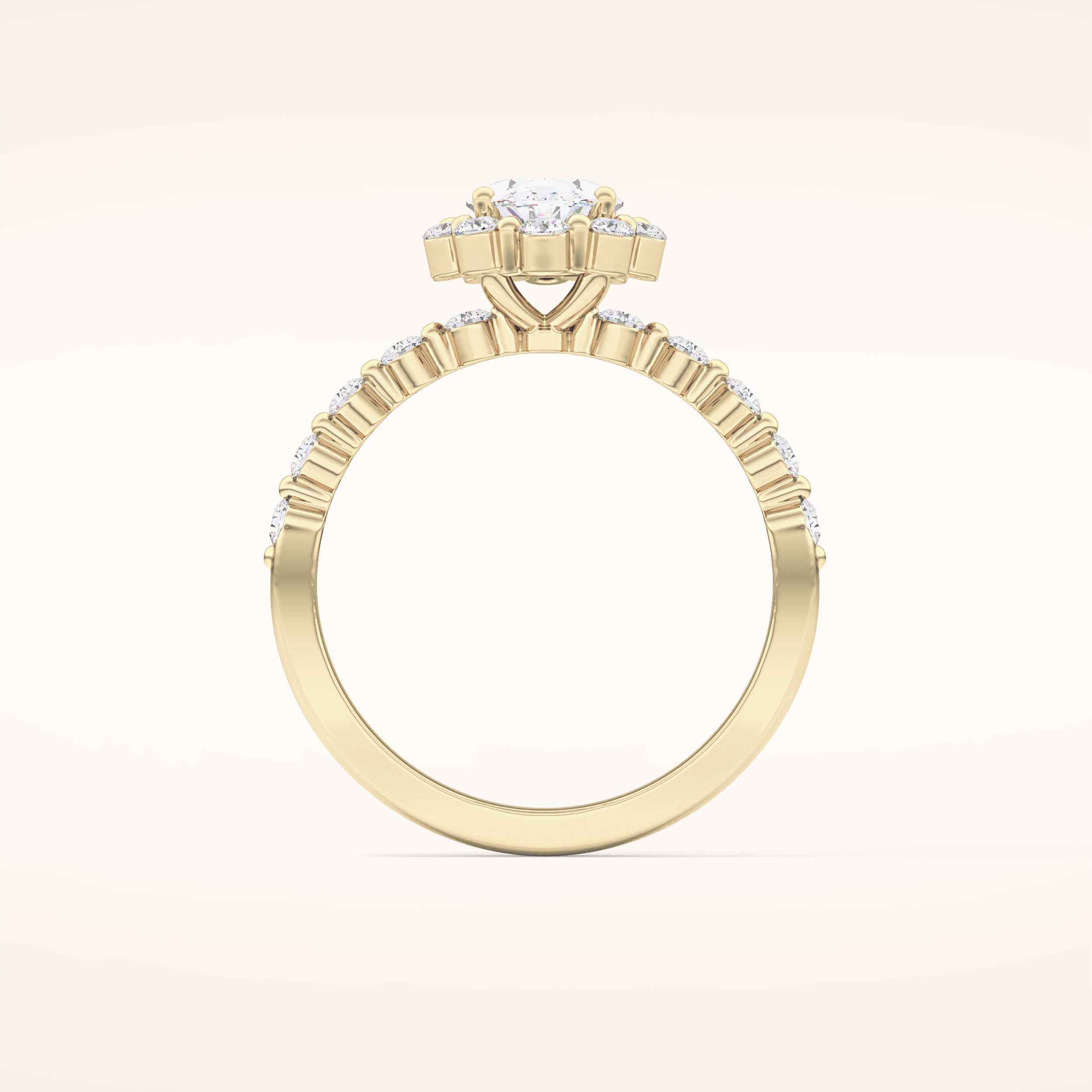 0.83 CT Oval Shaped Halo & Pave Moissanite Engagement Ring