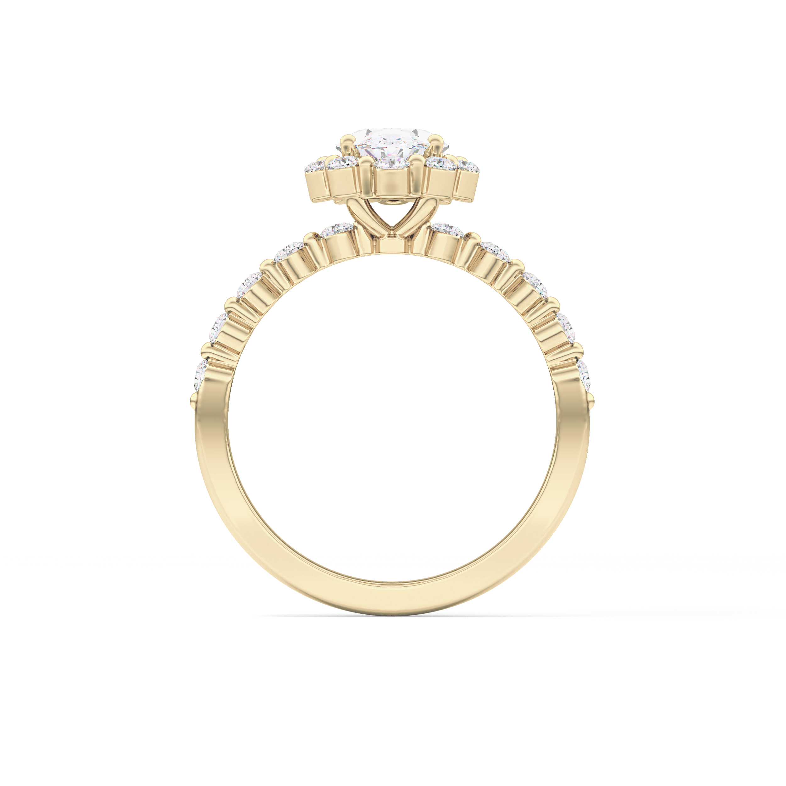 Oval Halo & Pave Lab Grown Diamond Engagement Ring