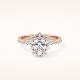 0.83 CT Oval Shaped Halo & Pave Moissanite Engagement Ring