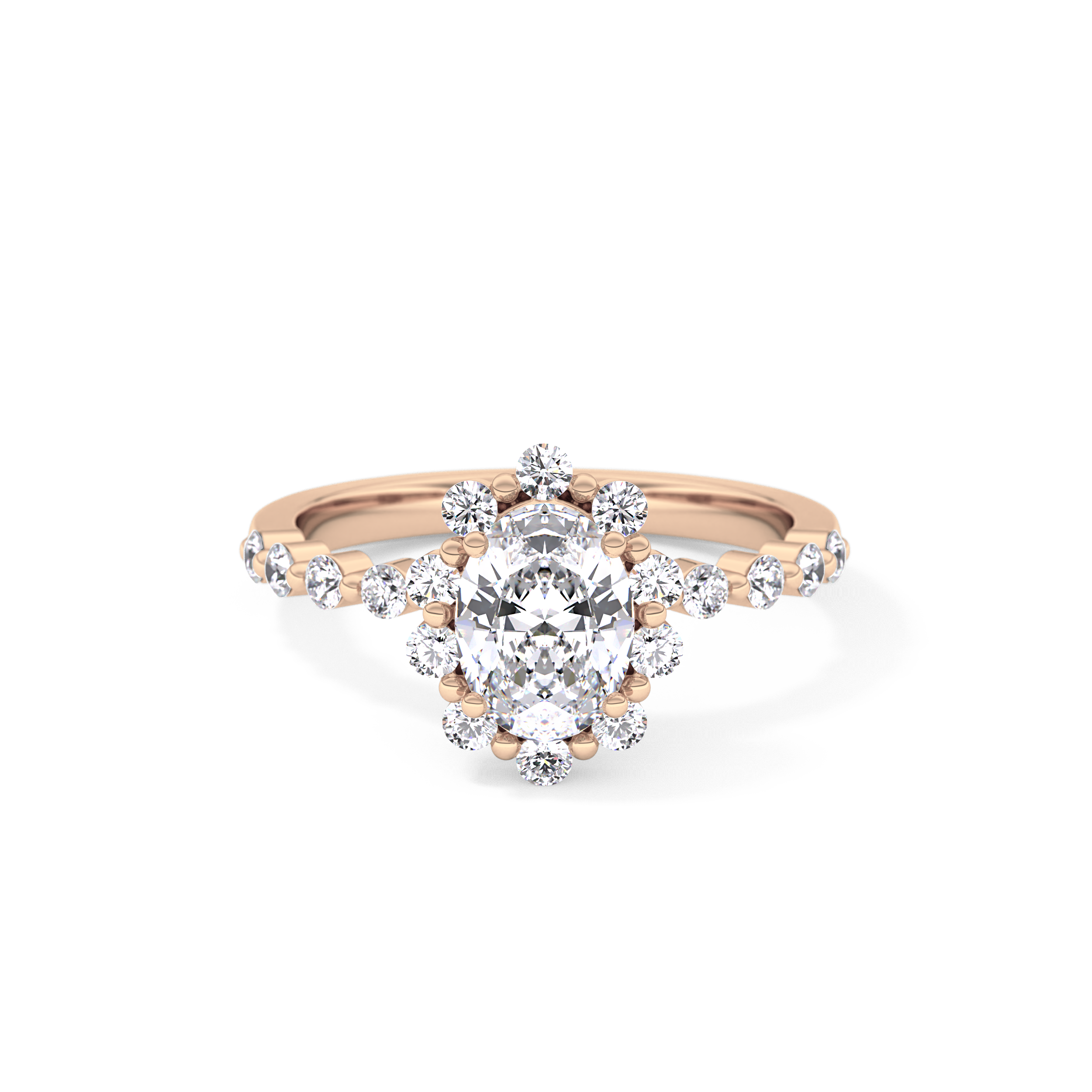 Oval Halo & Pave Lab Grown Diamond Engagement Ring