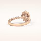 0.83 CT Oval Shaped Halo & Pave Moissanite Engagement Ring