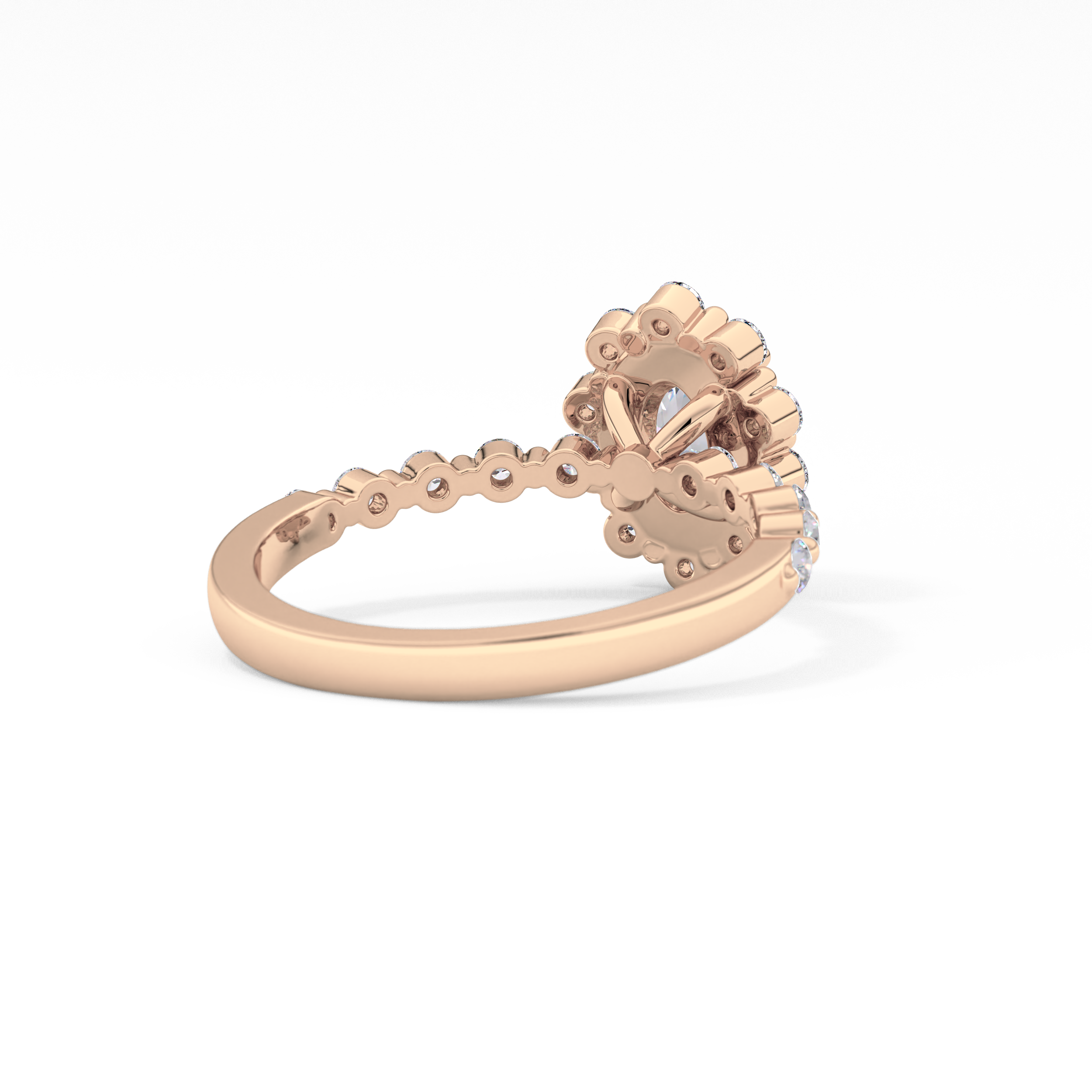 Oval Halo & Pave Lab Grown Diamond Engagement Ring