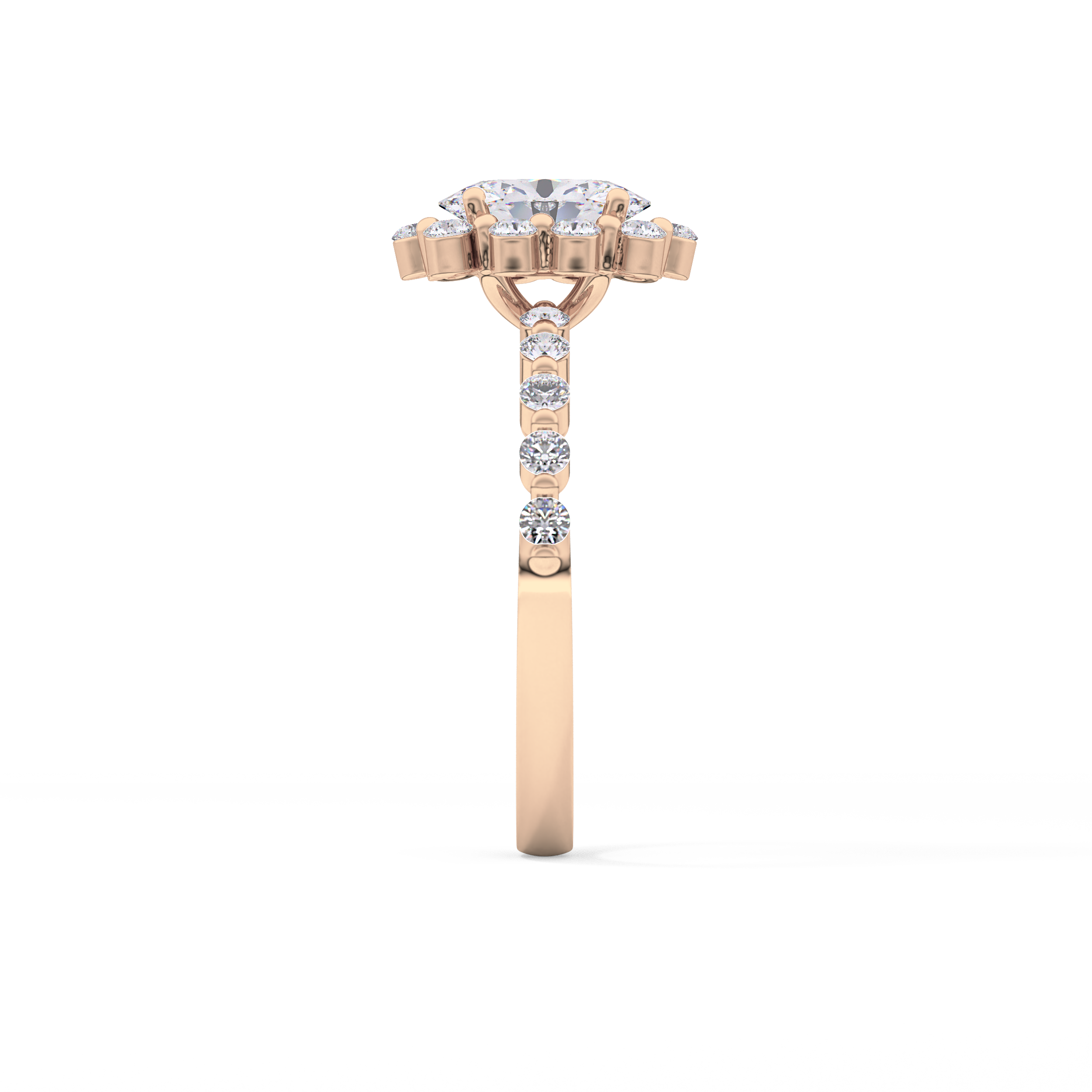 Oval Halo & Pave Lab Grown Diamond Engagement Ring