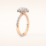 0.83 CT Oval Shaped Halo & Pave Moissanite Engagement Ring