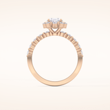 0.83 CT Oval Shaped Halo & Pave Moissanite Engagement Ring