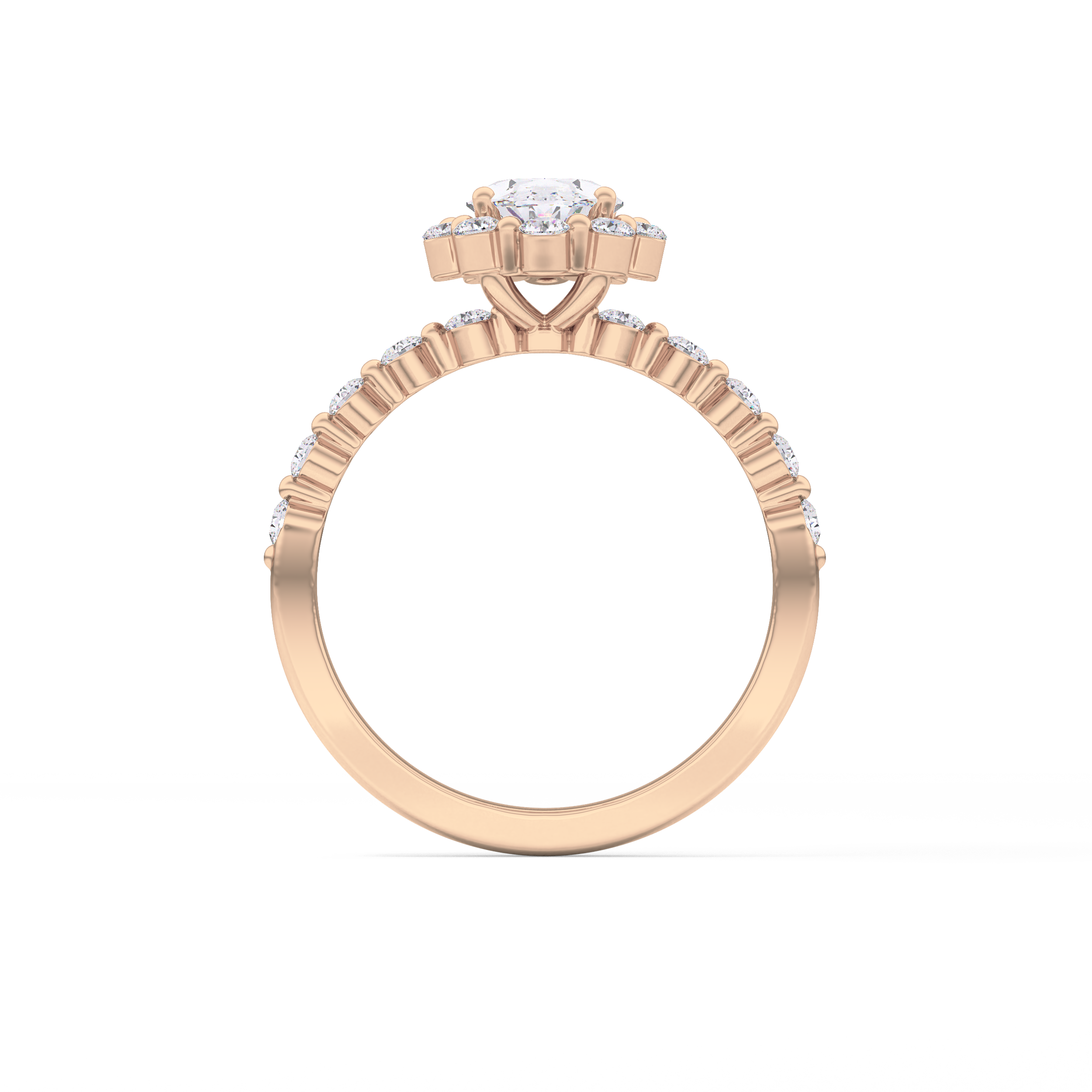 Oval Halo & Pave Lab Grown Diamond Engagement Ring