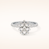 0.83 CT Oval Shaped Halo & Pave Moissanite Engagement Ring