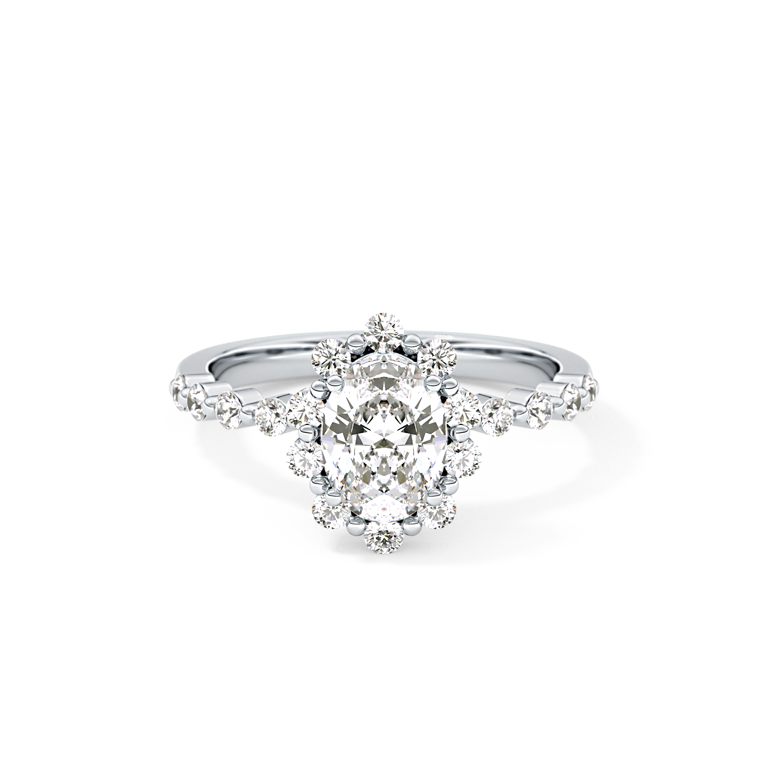Oval Halo & Pave Lab Grown Diamond Engagement Ring