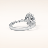 0.83 CT Oval Shaped Halo & Pave Moissanite Engagement Ring