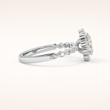 0.83 CT Oval Shaped Halo & Pave Moissanite Engagement Ring