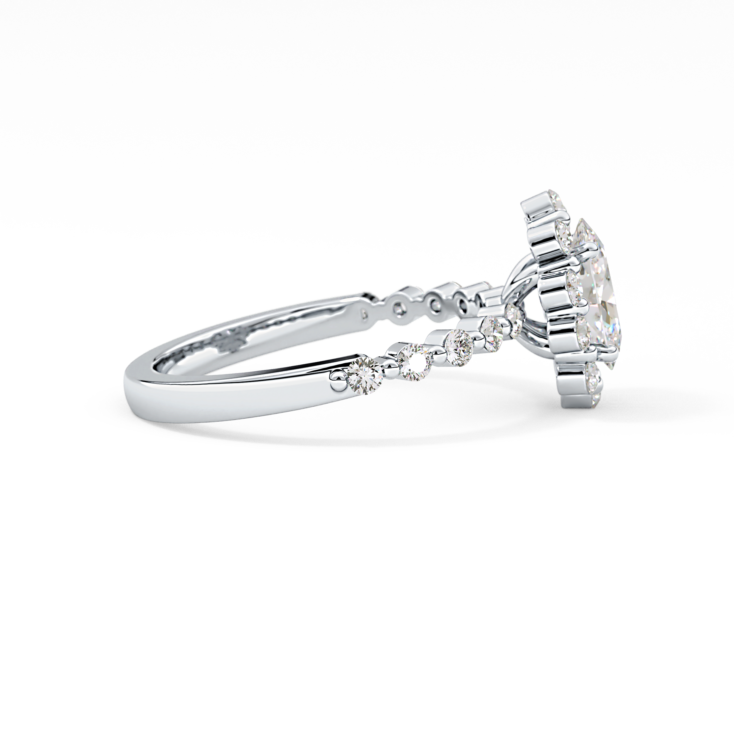 Oval Halo & Pave Lab Grown Diamond Engagement Ring