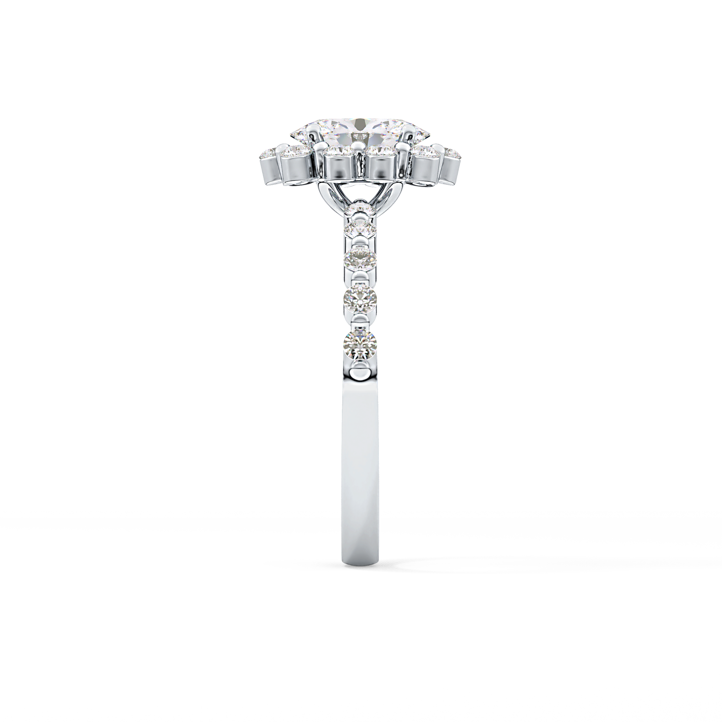 Oval Halo & Pave Lab Grown Diamond Engagement Ring