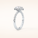 0.83 CT Oval Shaped Halo & Pave Moissanite Engagement Ring