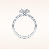 0.83 CT Oval Shaped Halo & Pave Moissanite Engagement Ring