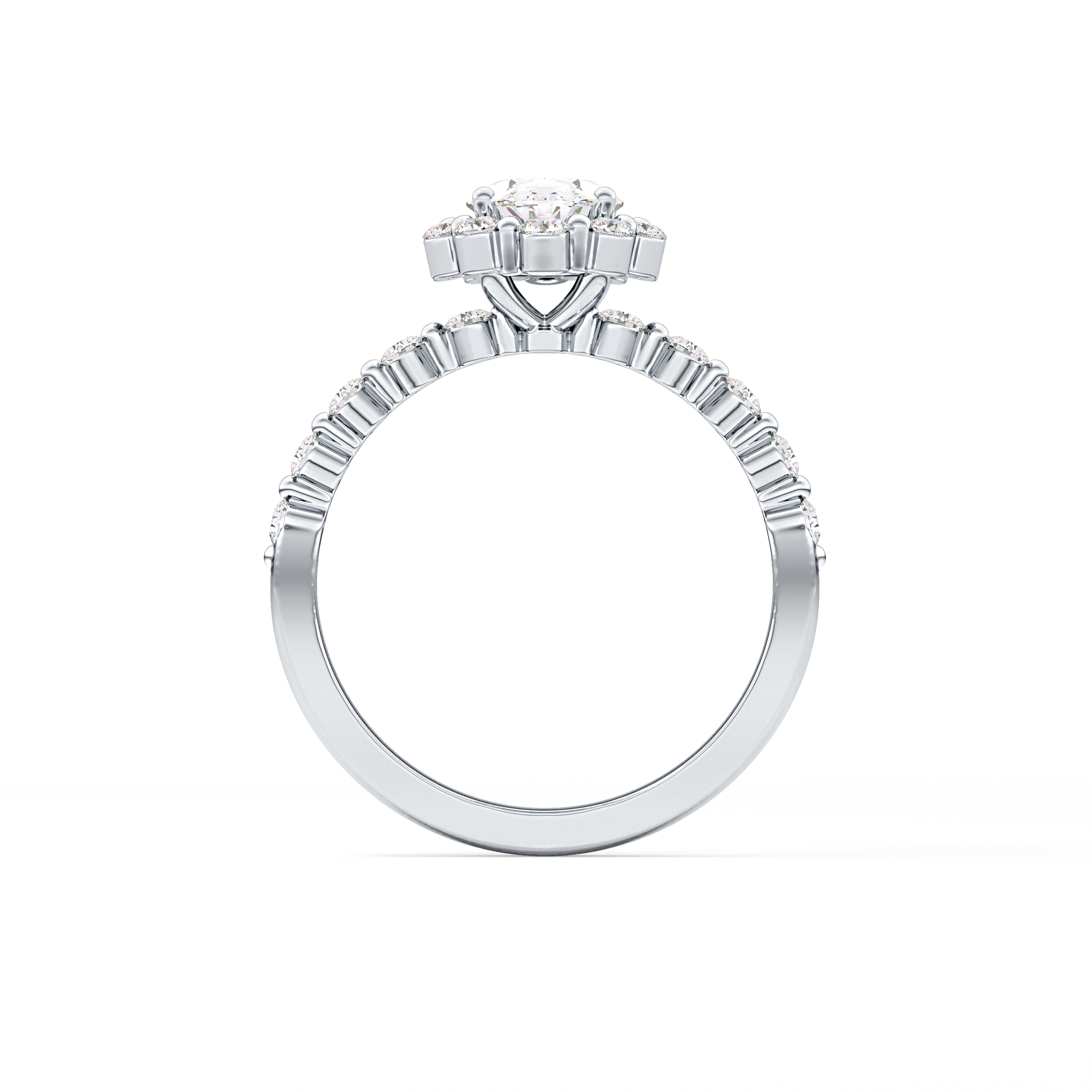 Oval Halo & Pave Lab Grown Diamond Engagement Ring