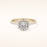 0.86 CT Cushion Shaped Halo & Pave Moissanite Engagement Ring