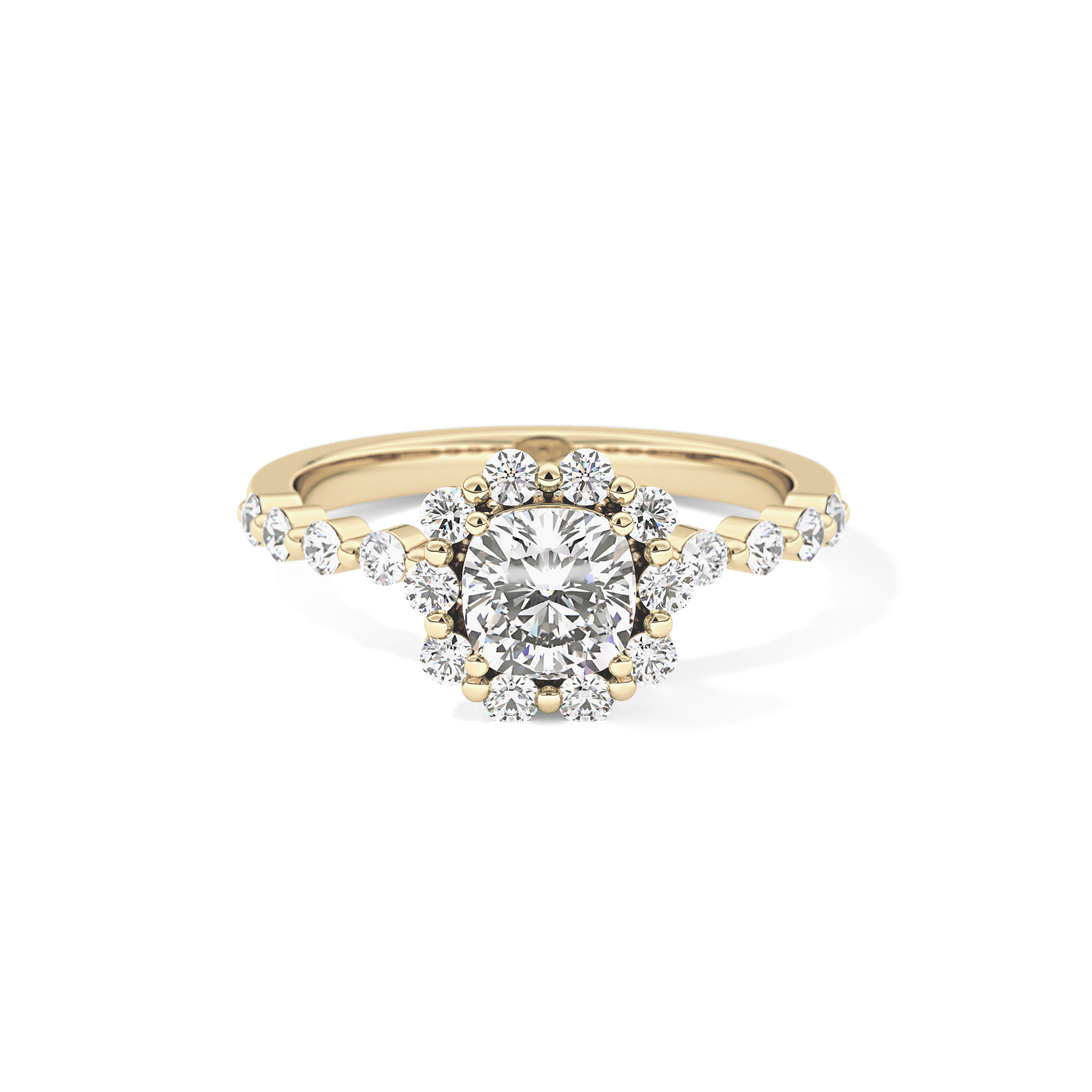Cushion Halo & Pave Lab Grown Diamond Engagement Ring