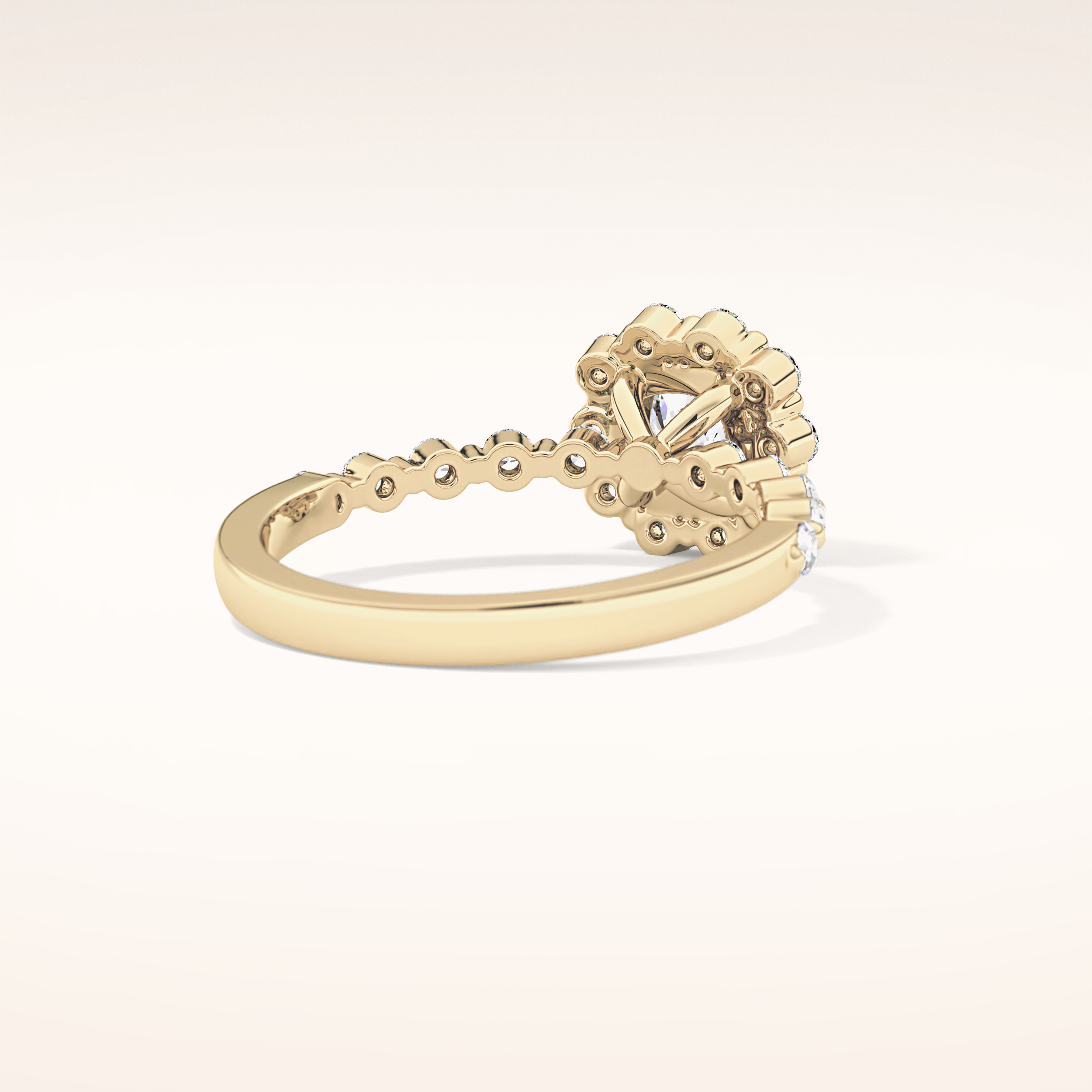 0.86 CT Cushion Shaped Halo & Pave Moissanite Engagement Ring