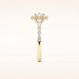 0.86 CT Cushion Shaped Halo & Pave Moissanite Engagement Ring