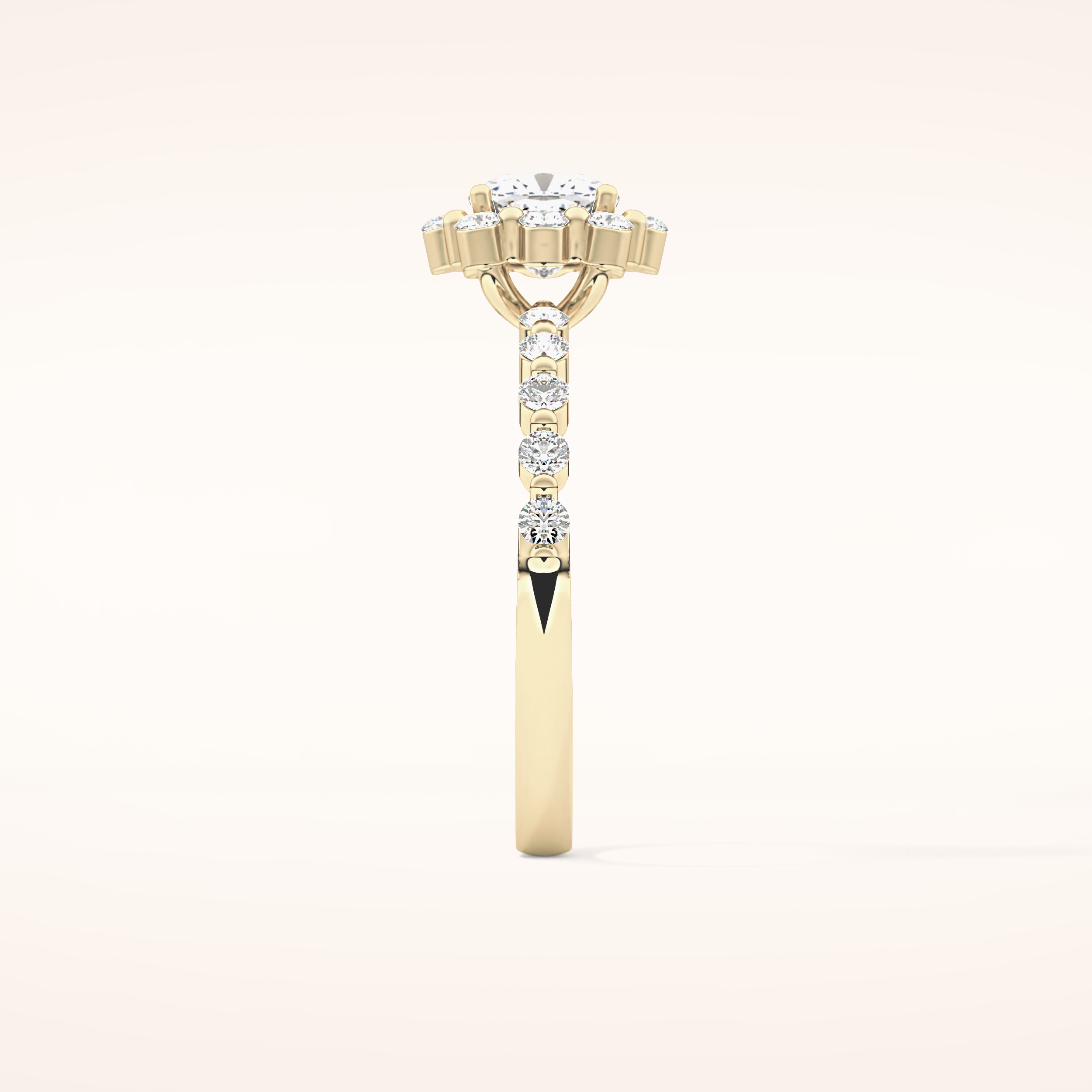 0.86 CT Cushion Shaped Halo & Pave Moissanite Engagement Ring