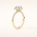 0.86 CT Cushion Shaped Halo & Pave Moissanite Engagement Ring