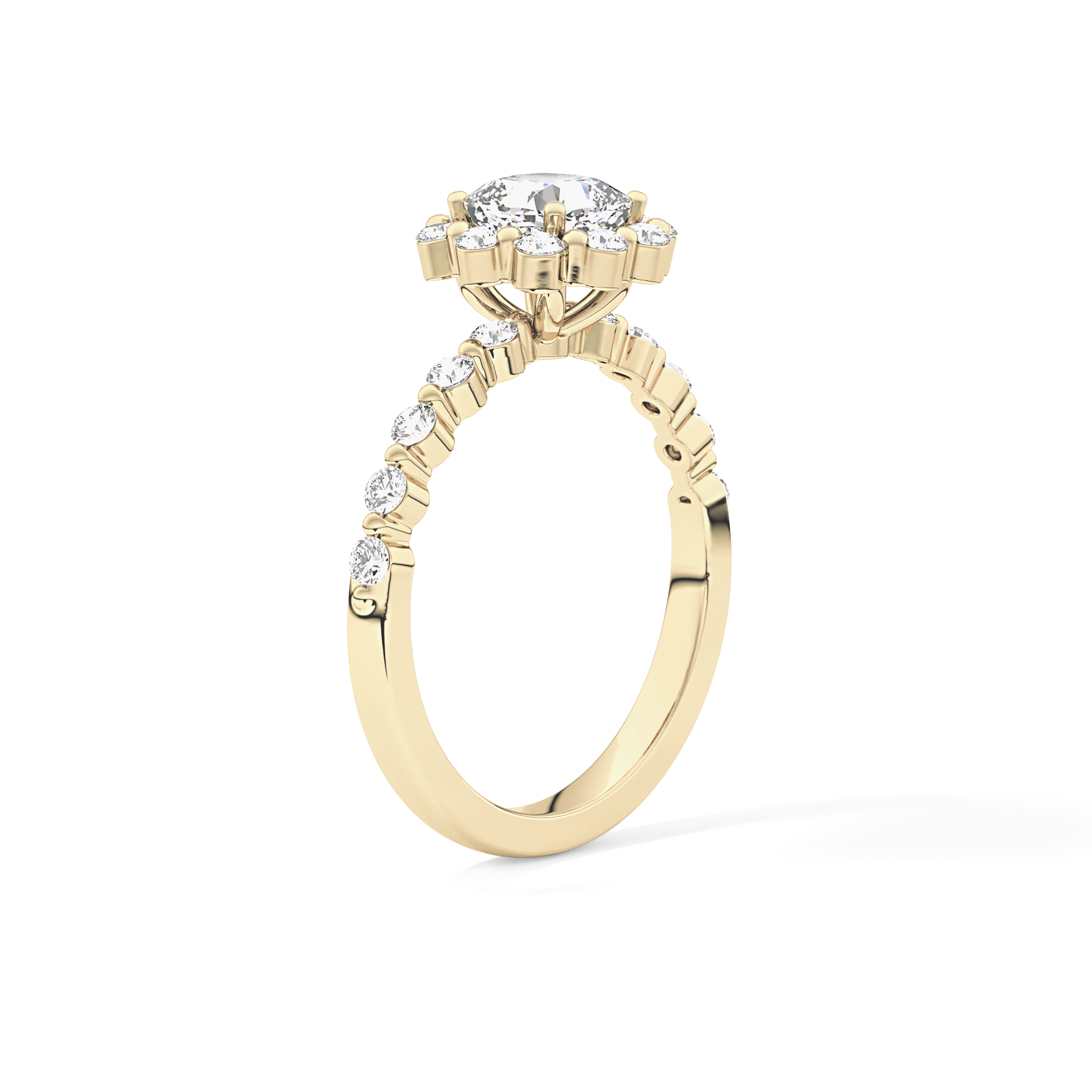 Cushion Halo & Pave Lab Grown Diamond Engagement Ring
