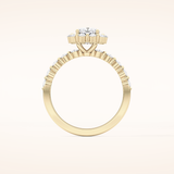 0.86 CT Cushion Shaped Halo & Pave Moissanite Engagement Ring