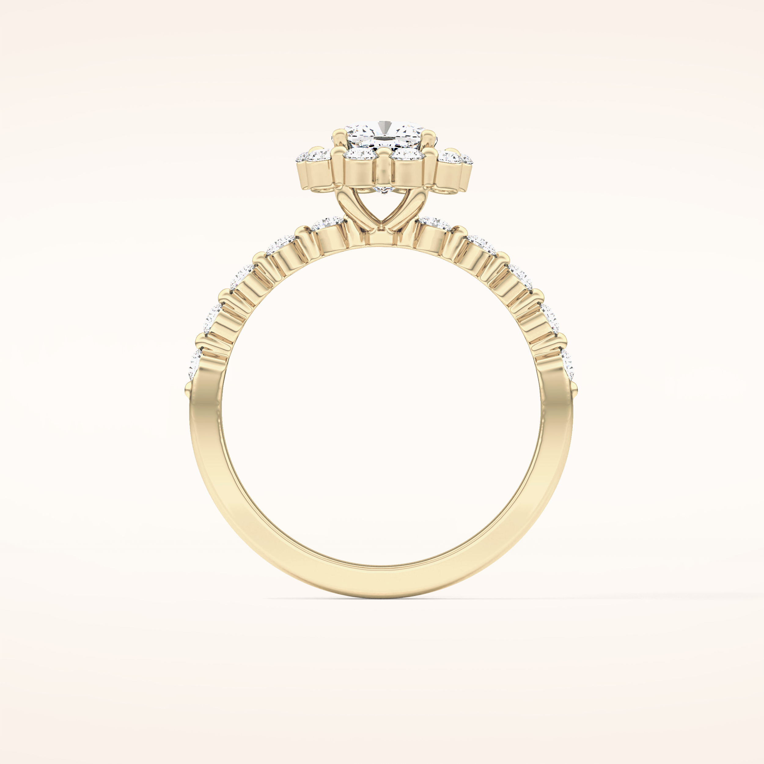 0.86 CT Cushion Shaped Halo & Pave Moissanite Engagement Ring