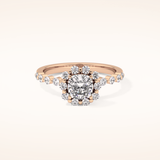 0.86 CT Cushion Shaped Halo & Pave Moissanite Engagement Ring