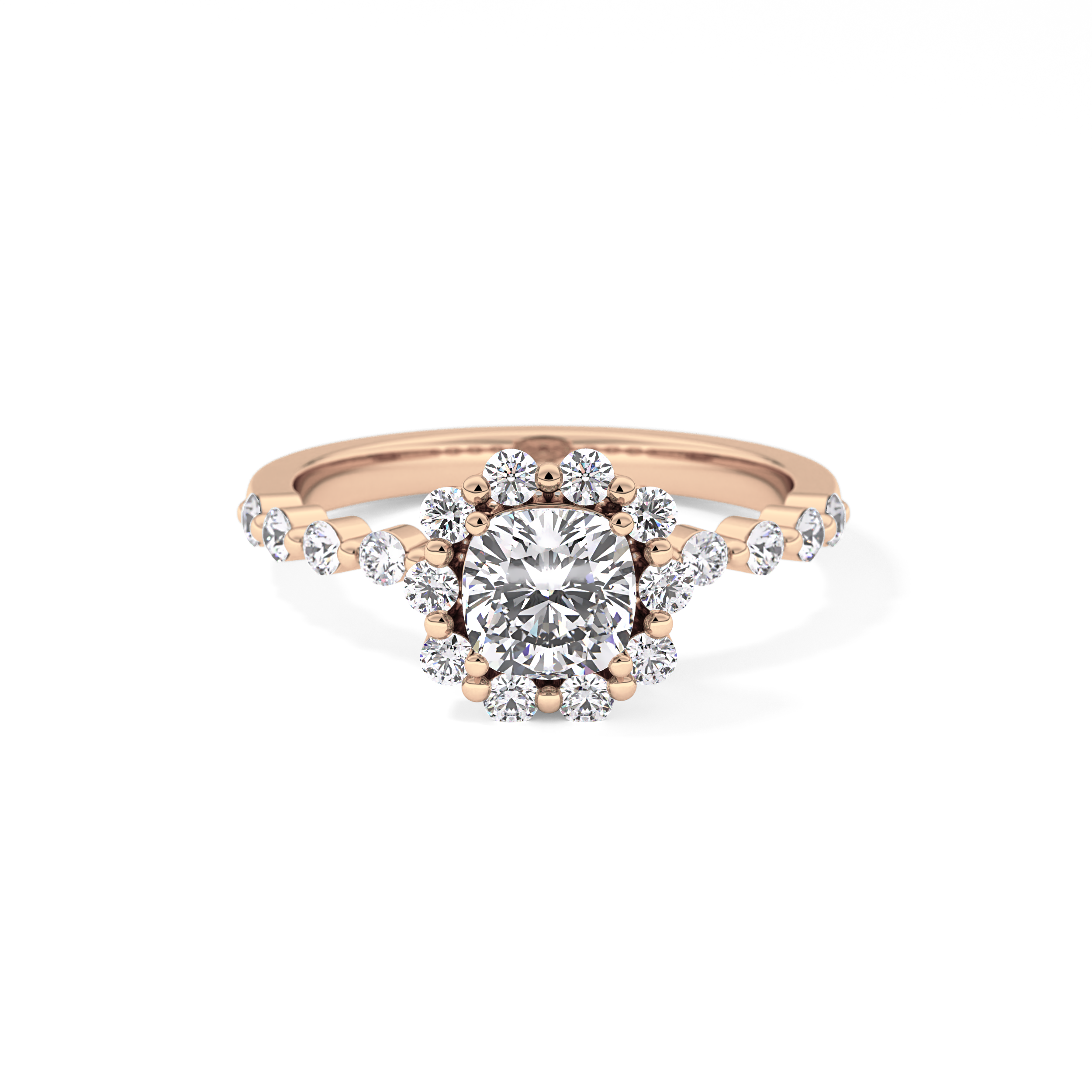 Cushion Halo & Pave Lab Grown Diamond Engagement Ring