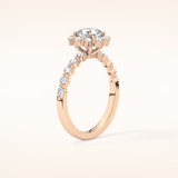 0.86 CT Cushion Shaped Halo & Pave Moissanite Engagement Ring