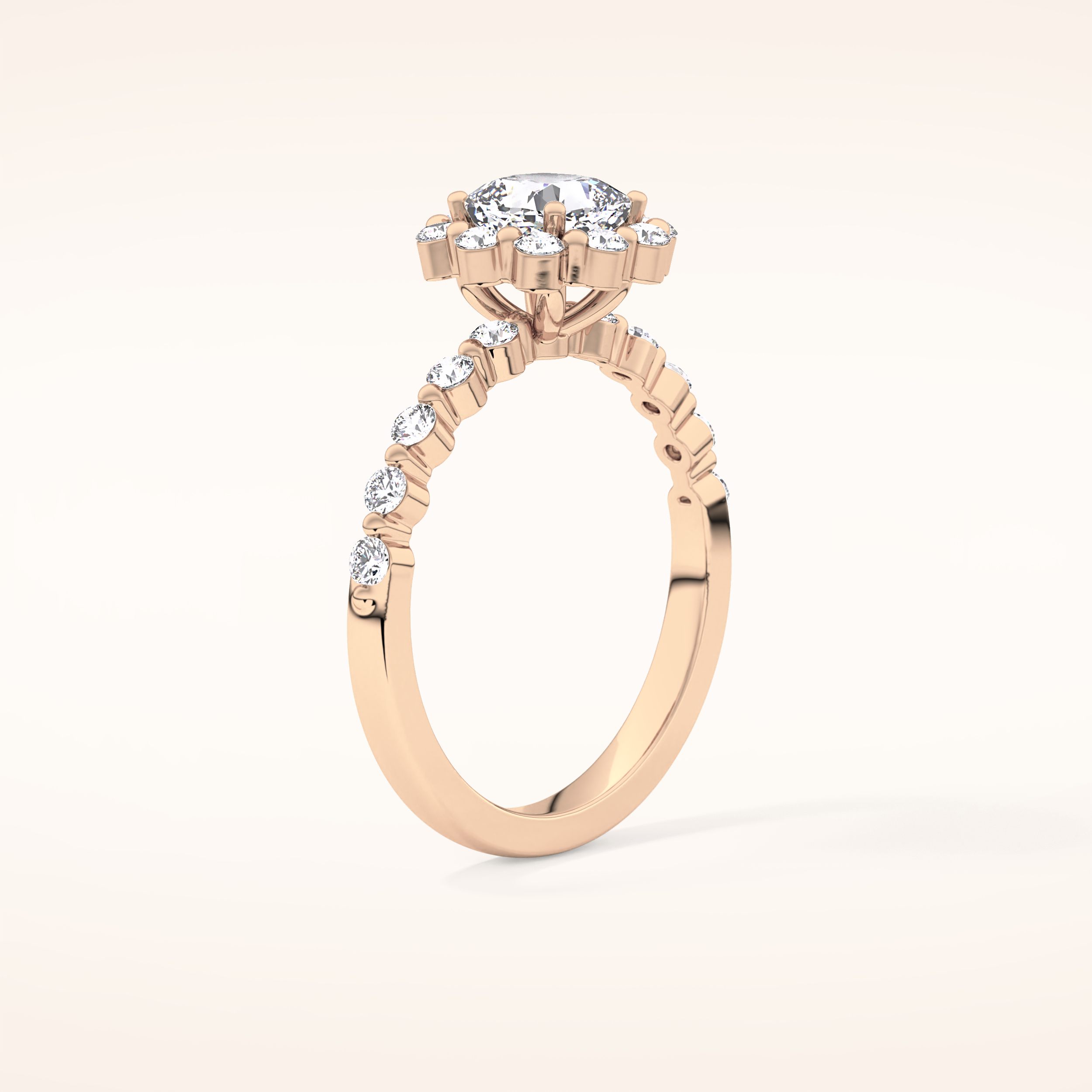 0.86 CT Cushion Shaped Halo & Pave Moissanite Engagement Ring