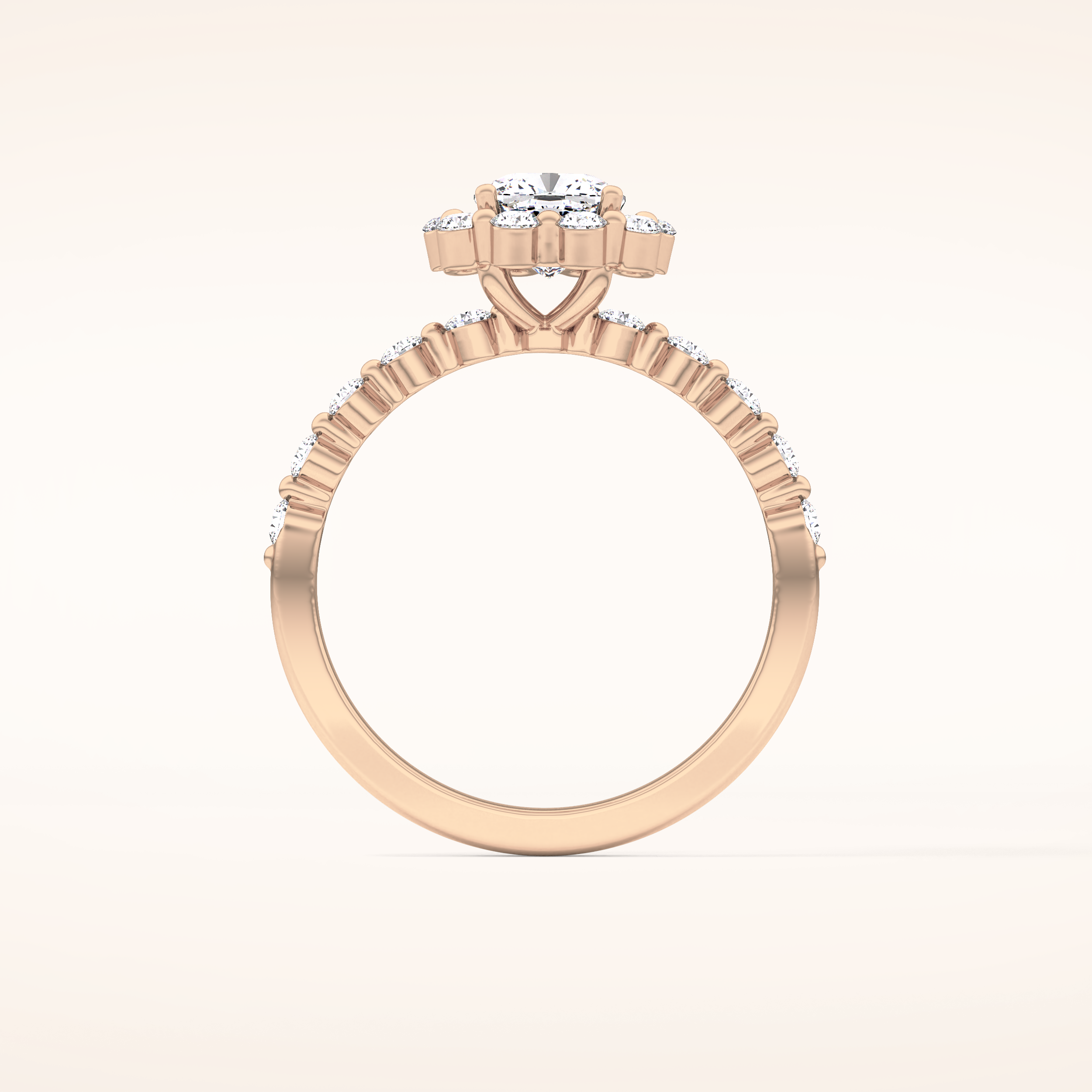 0.86 CT Cushion Shaped Halo & Pave Moissanite Engagement Ring