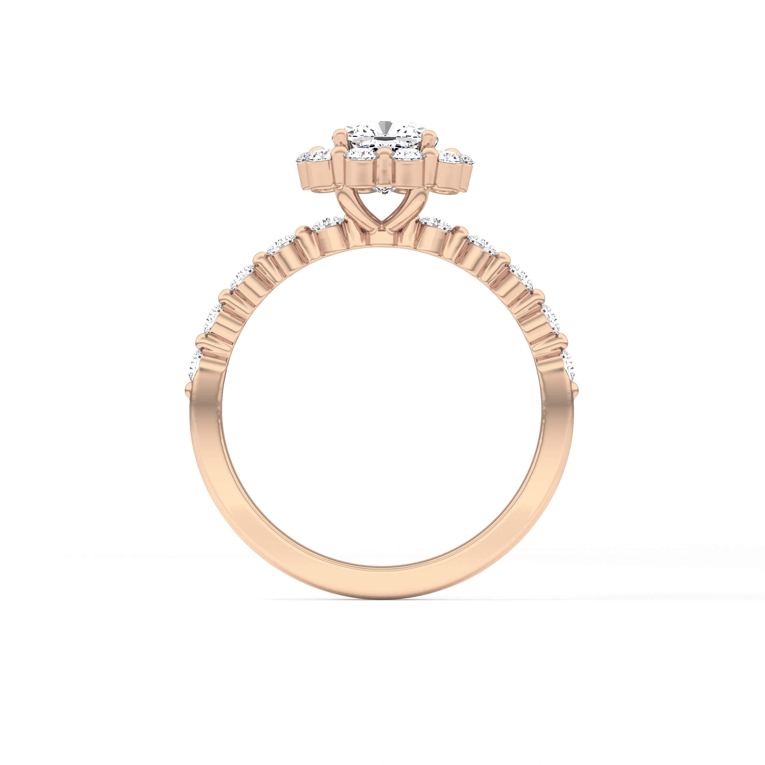 Cushion Halo & Pave Lab Grown Diamond Engagement Ring