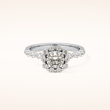 0.86 CT Cushion Shaped Halo & Pave Moissanite Engagement Ring