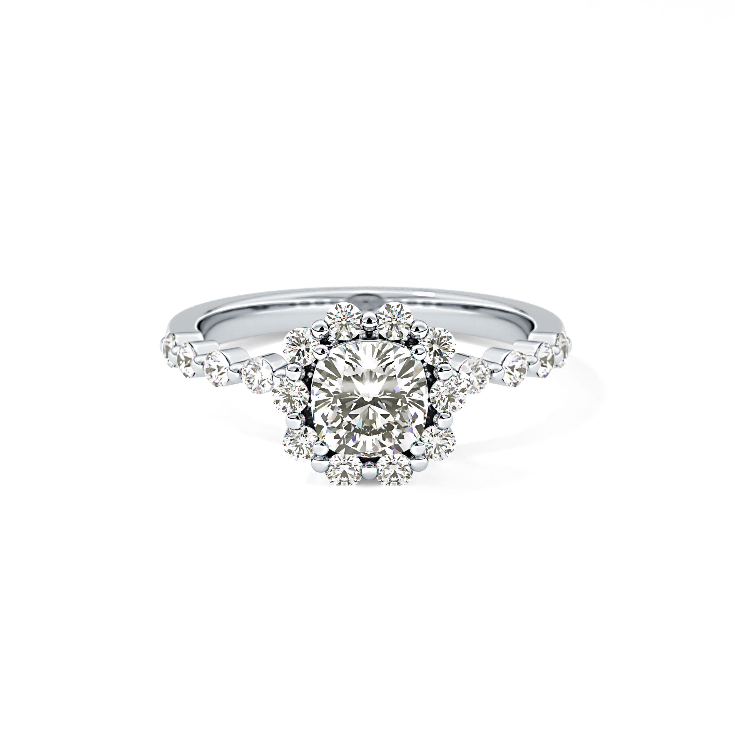 Cushion Halo & Pave Lab Grown Diamond Engagement Ring