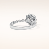 0.86 CT Cushion Shaped Halo & Pave Moissanite Engagement Ring